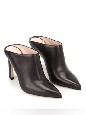 Stuart Weitzman Mira Leather Pointed-Toe Mule